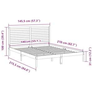 Prodloužený rám postele bez matrace bílý 140 x 210 cm masiv - obrázek 9