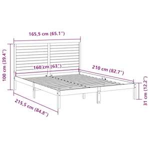 Prodloužený rám postele bez matrace 160 x 210 cm masivní dřevo - obrázek 9