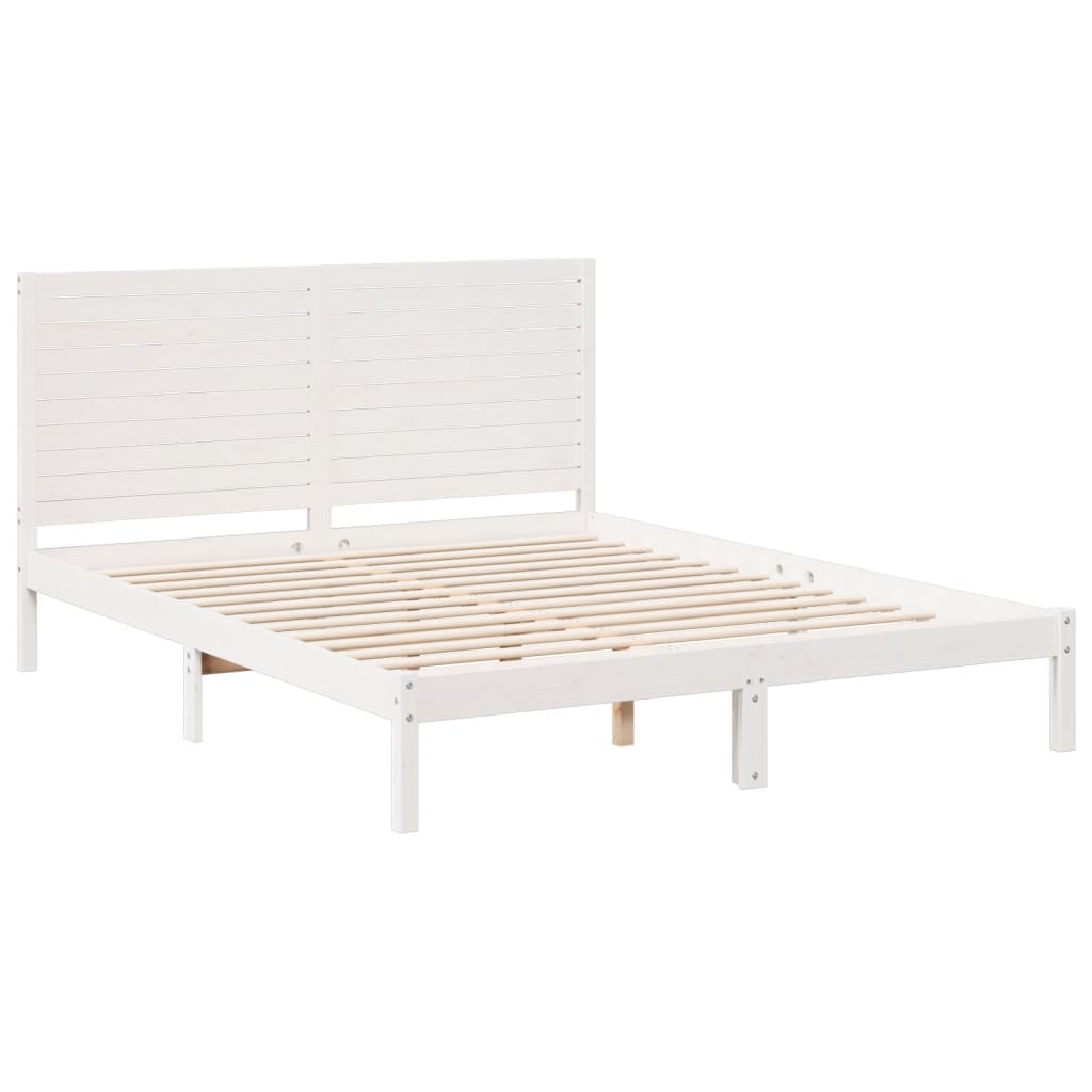 vidaXL Bedframe extra lang zonder matras massief hout wit 160x210 cm afbeelding