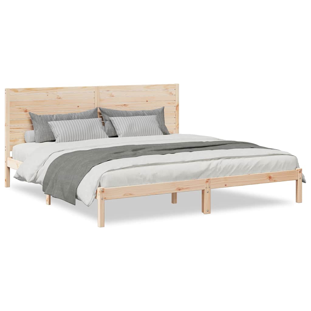 vidaXL Bedframe extra lang zonder matras massief hout 180x210 cm bruin, foto 3