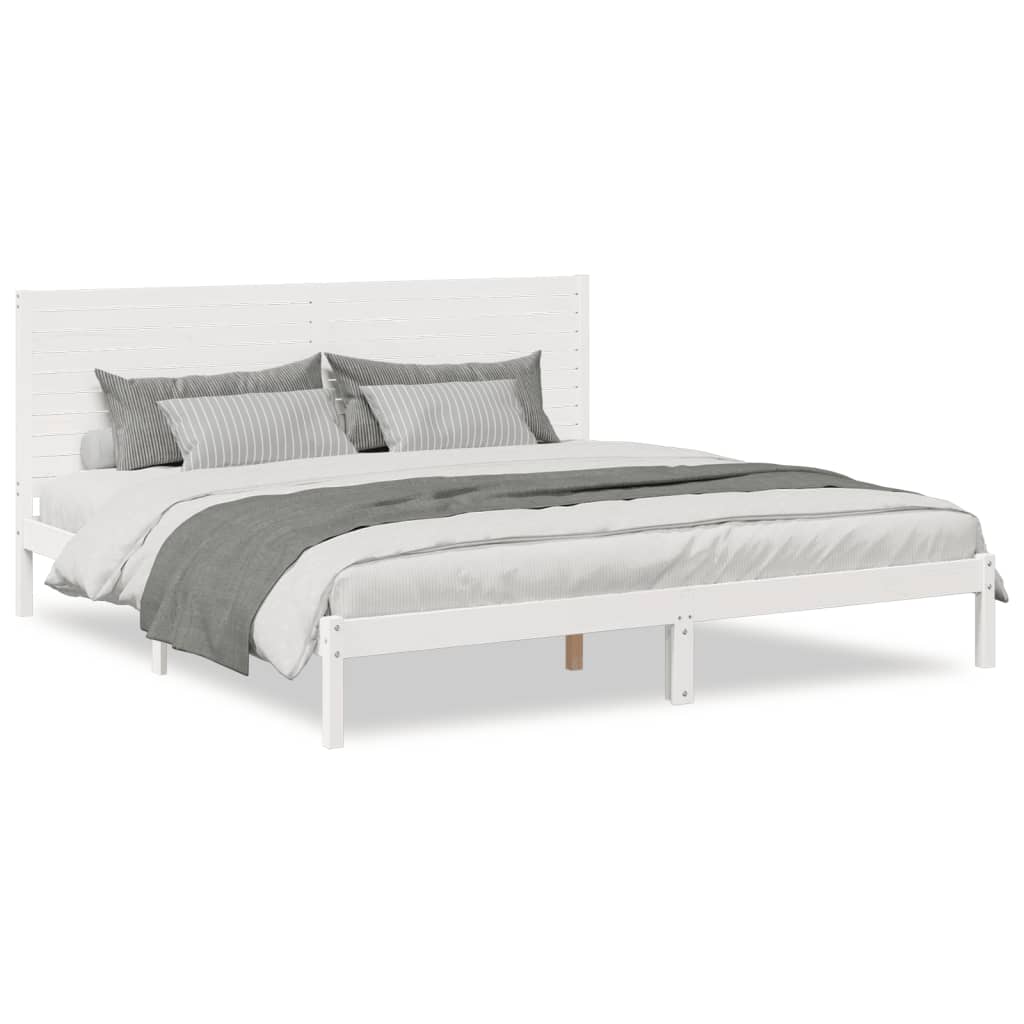 vidaXL Bedframe extra lang zonder matras massief hout wit 180x210 cm, foto 3