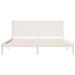 Prodloužený rám postele bez matrace bílý 180 x 210 cm masiv - obrázek 4