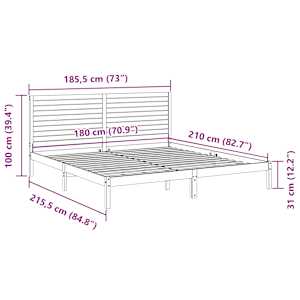 Prodloužený rám postele bez matrace bílý 180 x 210 cm masiv - obrázek 9