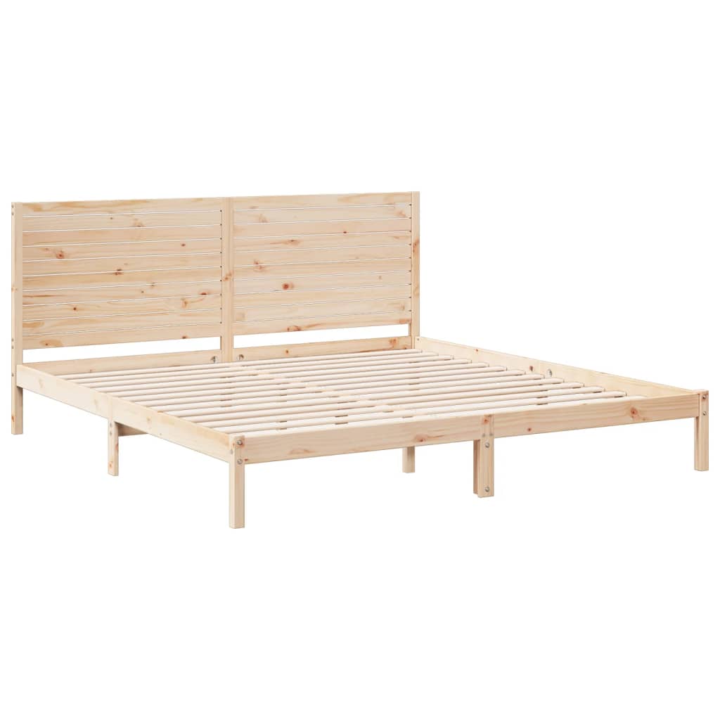 vidaXL Bedframe extra lang zonder matras massief hout 200x210 cm bruin, foto 2