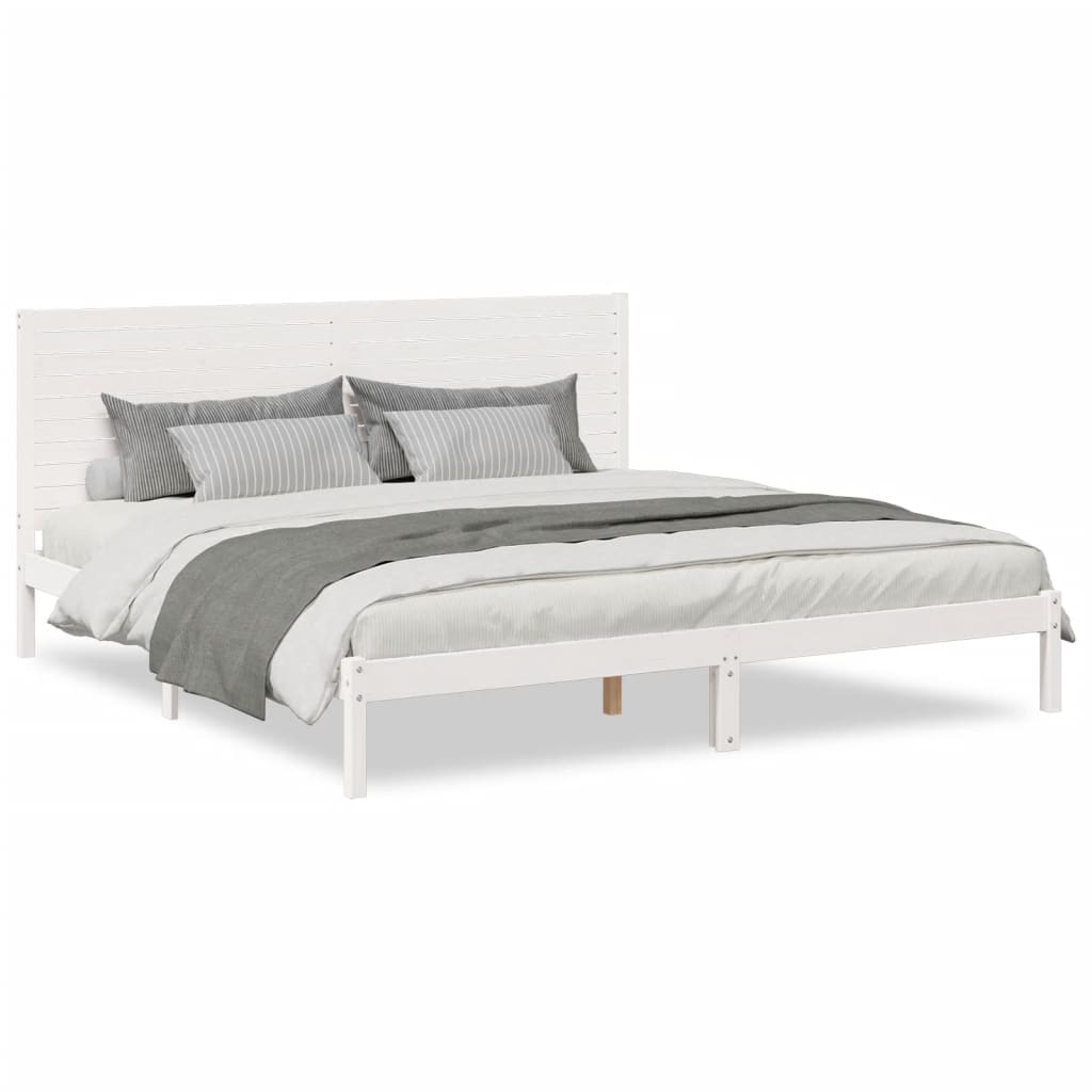 vidaXL Bedframe extra lang zonder matras massief hout wit 200x210 cm, foto 3