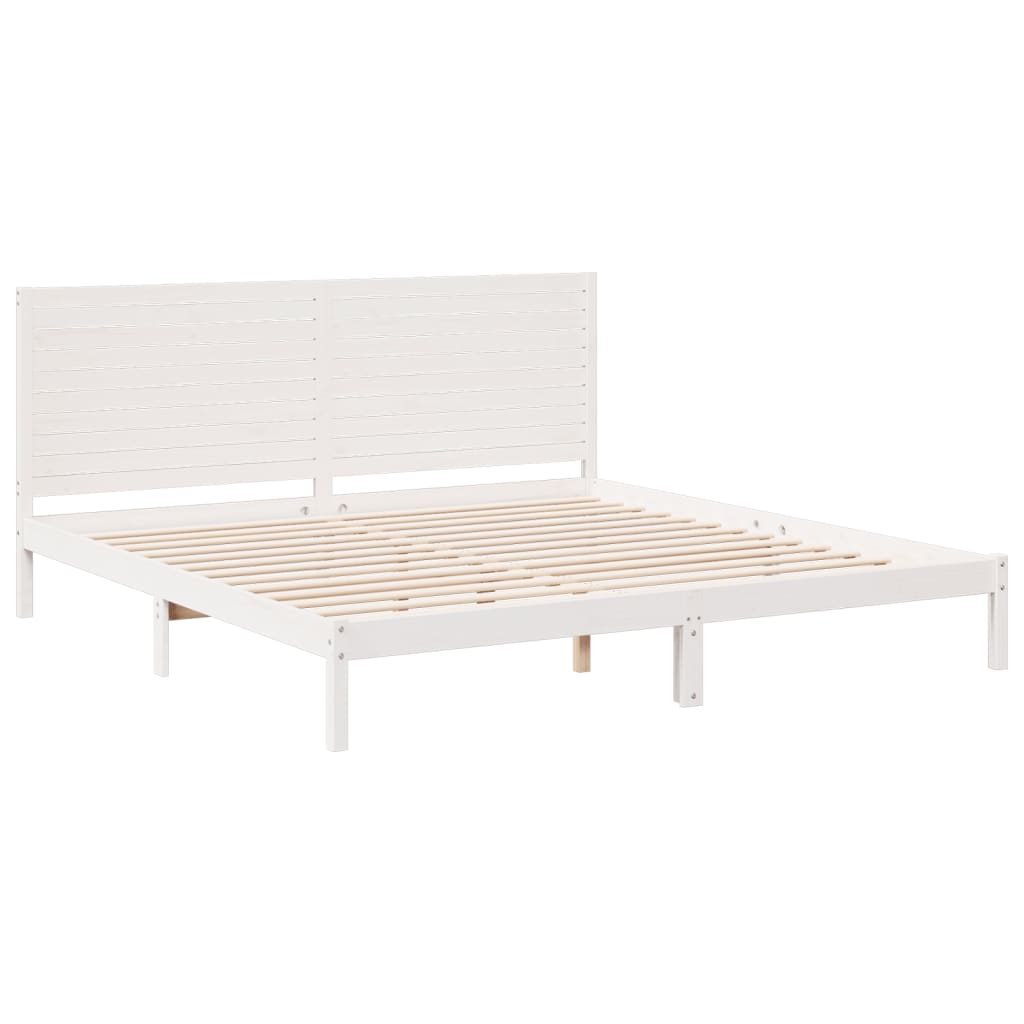 vidaXL Bedframe extra lang zonder matras massief hout wit 200x210 cm, foto 2