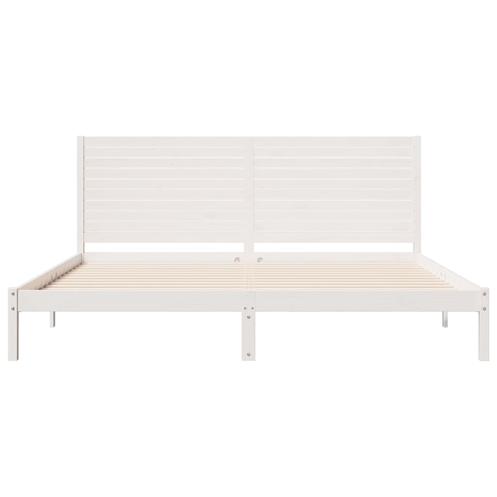 vidaXL Bedframe extra lang zonder matras massief hout wit 200x210 cm, foto 4