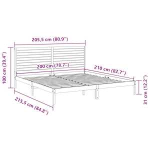 Prodloužený rám postele bez matrace bílý 200 x 210 cm masiv - obrázek 9