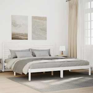 Daljši posteljni okvir brez vzmetnice bel 200x210 cm trden les