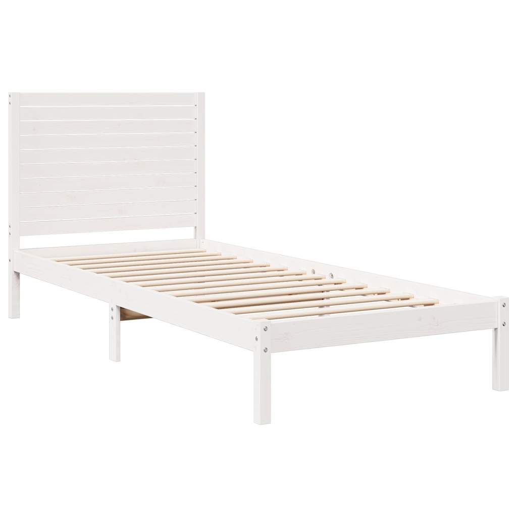 vidaXL Bedframe extra lang zonder matras massief hout wit 90x220 cm, foto 2