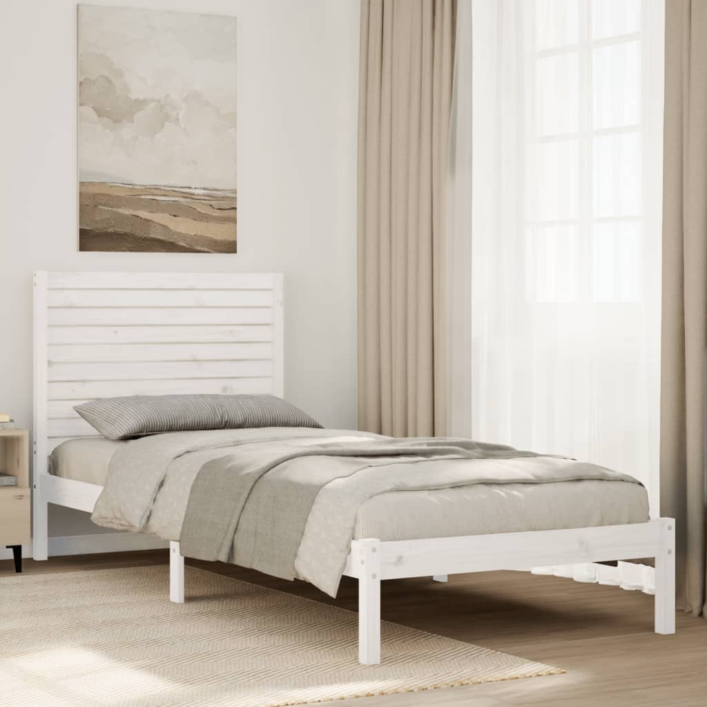 vidaXL Massivholzbett Extra Lang ohne Matratze Weiß 90x220 cm