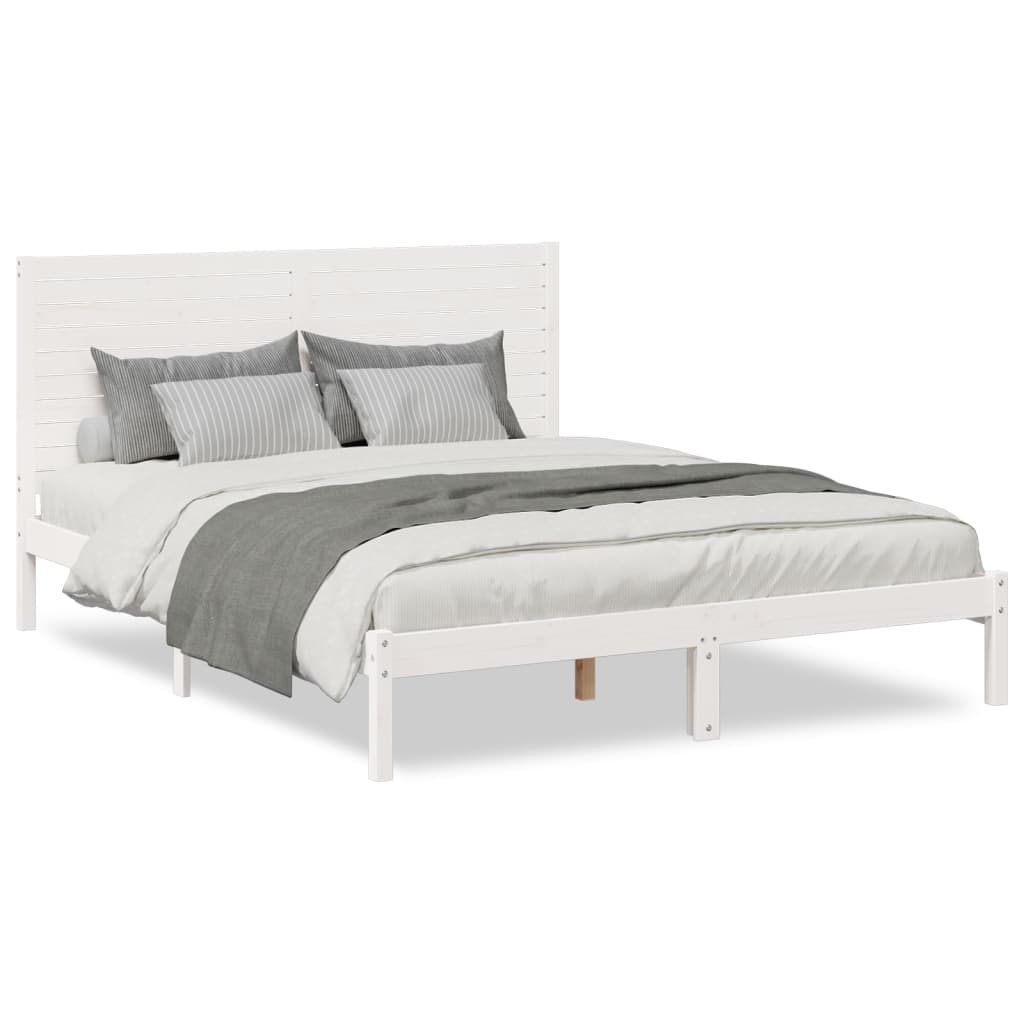 VidaXL Bedframe Extra Lang Zonder Matras Massief Hout Wit 140x220 Cm