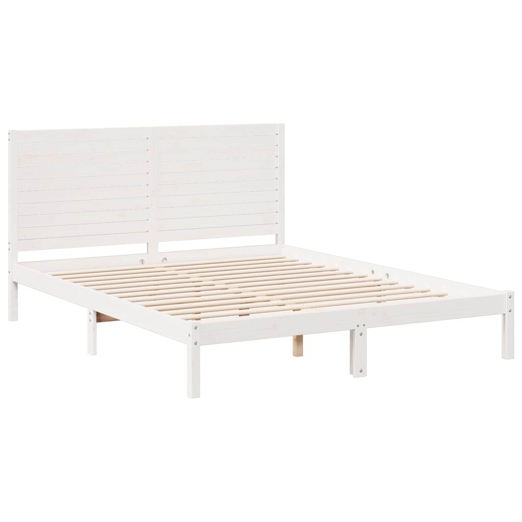 vidaXL Bedframe extra lang zonder matras massief hout wit 140x220 cm, foto 2