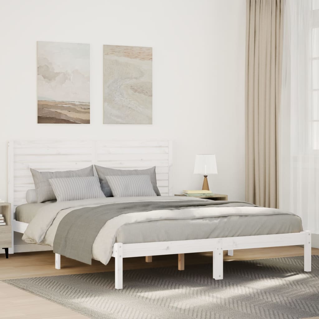 vidaXL Cadru pat foarte lung fără saltea, alb, 140x220 cm lemn masiv