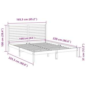 Prodloužený rám postele bez matrace 160 x 220 cm masivní dřevo - obrázek 9