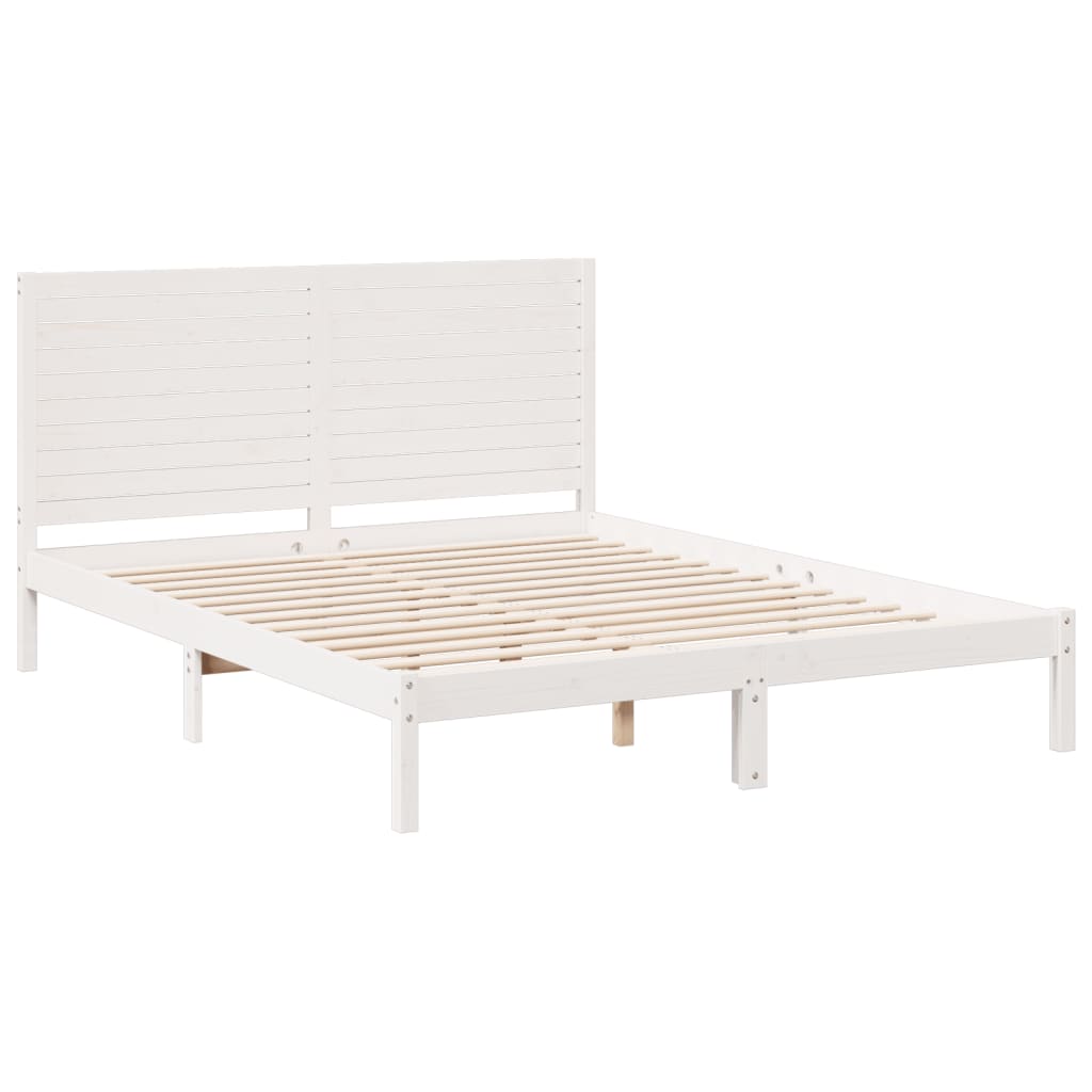 vidaXL Bedframe extra lang zonder matras massief hout wit 160x220 cm afbeelding
