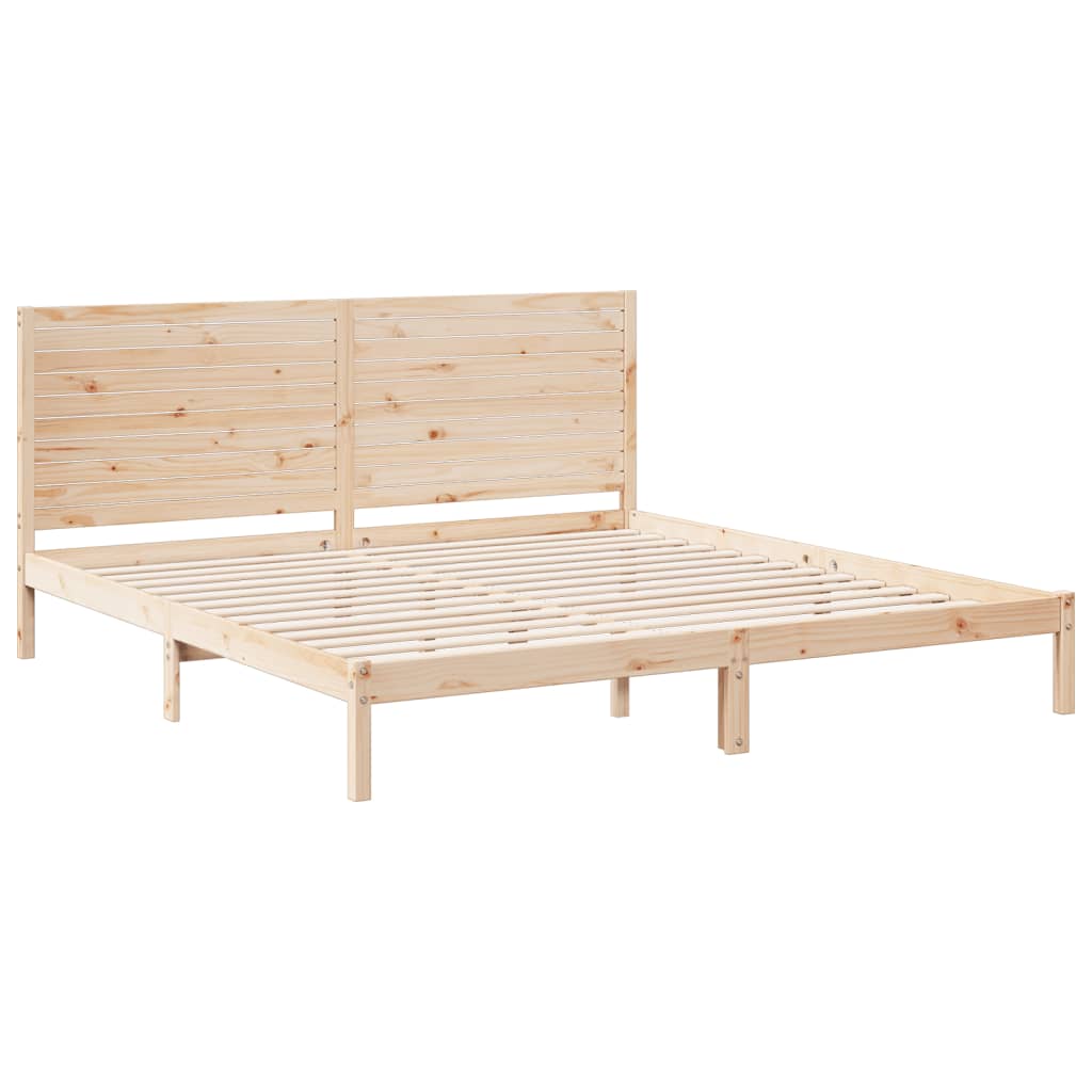 vidaXL Bedframe extra lang zonder matras massief hout 180x220 cm bruin, foto 2