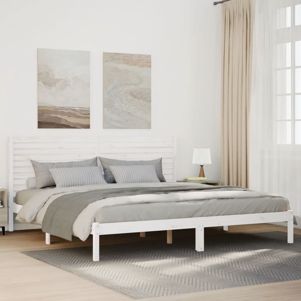 vidaXL Massivholzbett Extra Lang ohne Matratze Weiß 180x220 cm