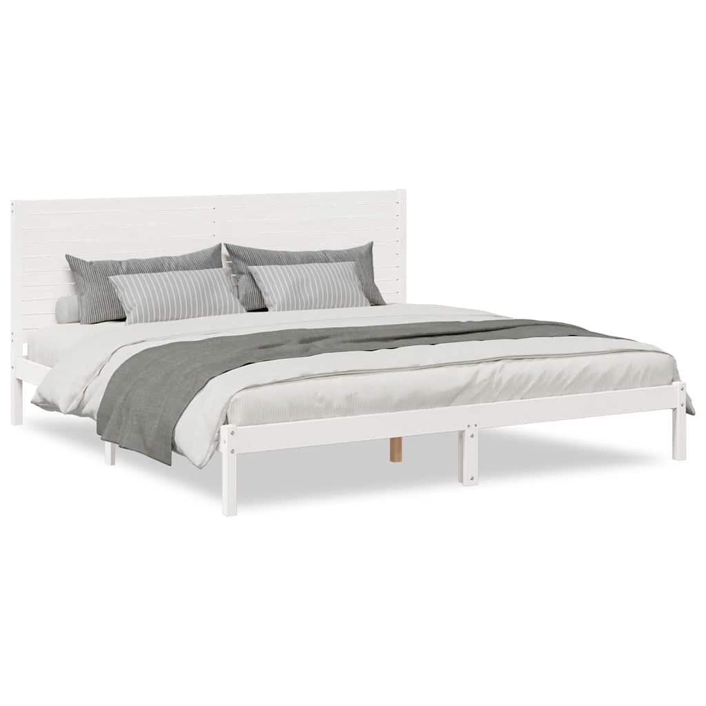 vidaXL Bedframe extra lang zonder matras massief hout wit 200x220 cm, foto 3