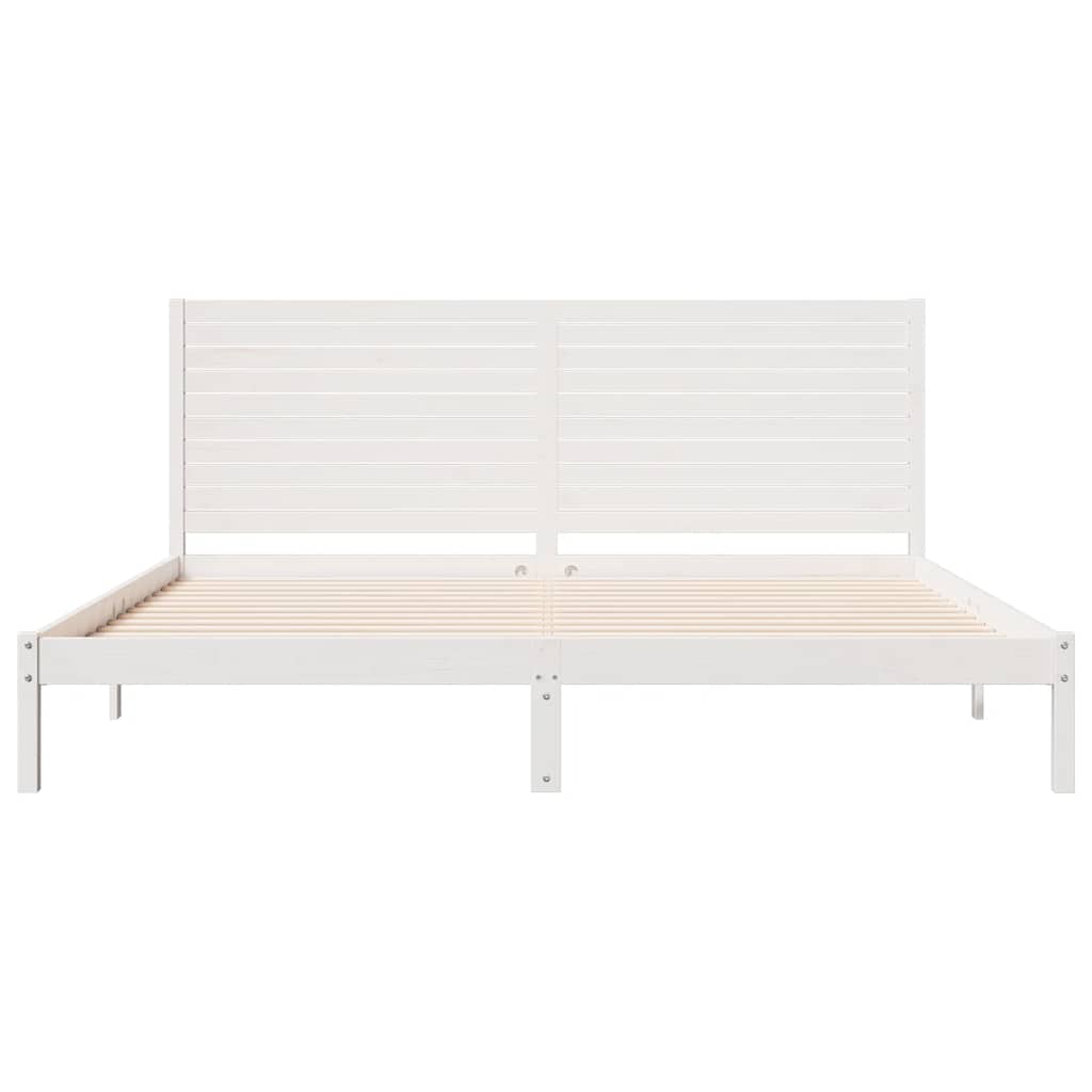 vidaXL Bedframe extra lang zonder matras massief hout wit 200x220 cm, foto 4