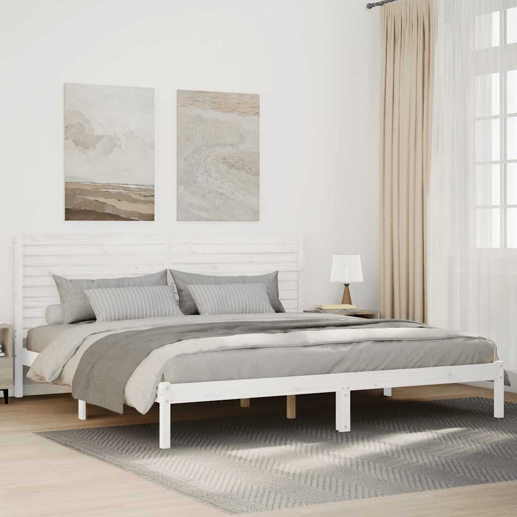 vidaXL Cadru pat foarte lung fără saltea, alb, 200x220 cm lemn masiv