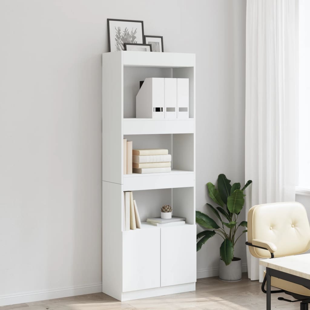 vidaXL Vysoká skrinka biela 63x33x180 cm kompozitné drevo