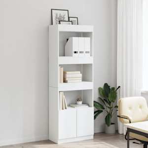 Skříň highboard bílá 63 x 33 x 180 cm kompozitní dřevo - obrázek 3