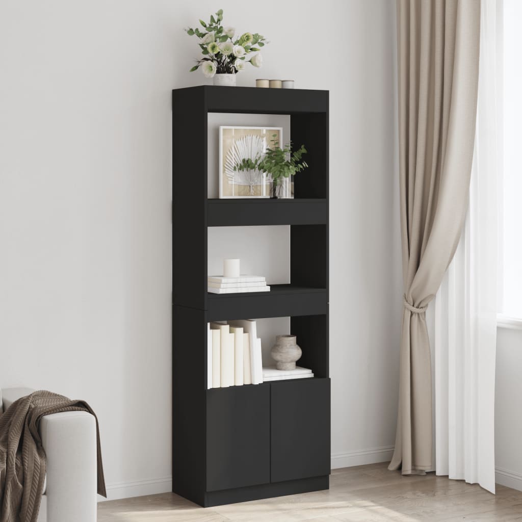 Highboard 63x33x180 cm Schwarz Holzwerkstoff