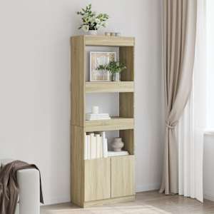 Skříň highboard dub sonoma 63 x 33 x 180 cm kompozitní dřevo - obrázek 1