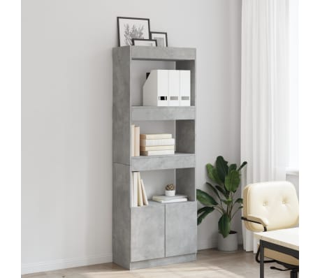 vidaXL Highboard 63x33x180 cm Betongrau Holzwerkstoff