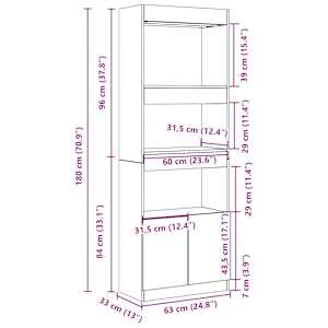 Skříň highboard šedá sonoma 63 x 33 x 180 cm kompozitní dřevo - obrázek 12