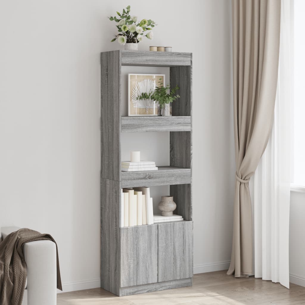 vidaXL Highboard 63x33x180 cm Grau Sonoma Holzwerkstoff