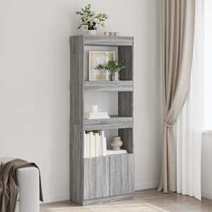Skříň highboard šedá sonoma 63 x 33 x 180 cm kompozitní dřevo - obrázek 1