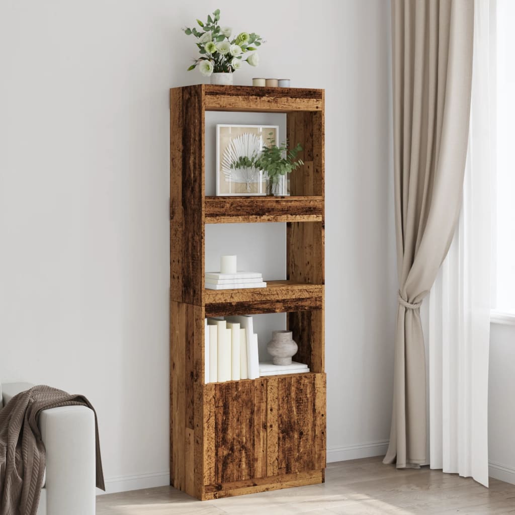 vidaXL Highboard Altholz-Optik 63x33x180 cm Holzwerkstoff