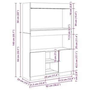 Skříň highboard černá 92 x 33 x 140 cm kompozitní dřevo - obrázek 12