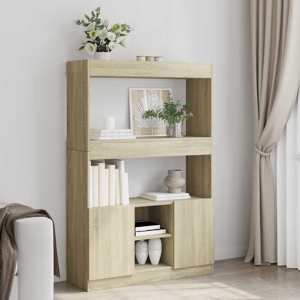 vidaXL Highboard Sonoma-Eiche 92x33x140 cm Holzwerkstoff