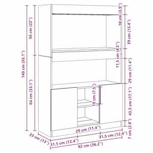 Skříň highboard betonově šedá 92 x 33 x 140 cm kompozitní dřevo - obrázek 12