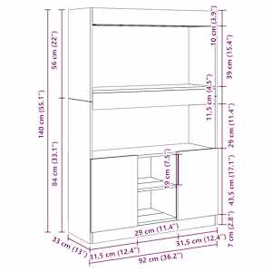 Skříň highboard šedá sonoma 92 x 33 x 140 cm kompozitní dřevo - obrázek 14