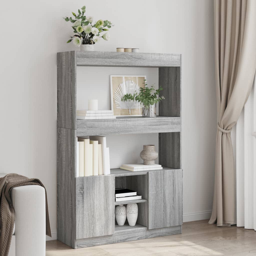 vidaXL Highboard Grau Sonoma 92x33x140 cm Holzwerkstoff