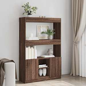 Skříň highboard hnědý dub 92 x 33 x 140 cm kompozitní dřevo - obrázek 1