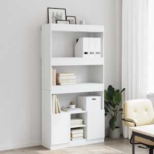 Skříň highboard bílá 92 x 33 x 180 cm kompozitní dřevo - obrázek 3