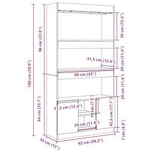 Skříň highboard bílá 92 x 33 x 180 cm kompozitní dřevo - obrázek 12