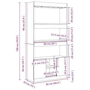 Skříň highboard černá 92 x 33 x 180 cm kompozitní dřevo - obrázek 12