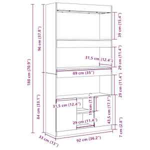 Skříň highboard dub sonoma 92 x 33 x 180 cm kompozitní dřevo - obrázek 12