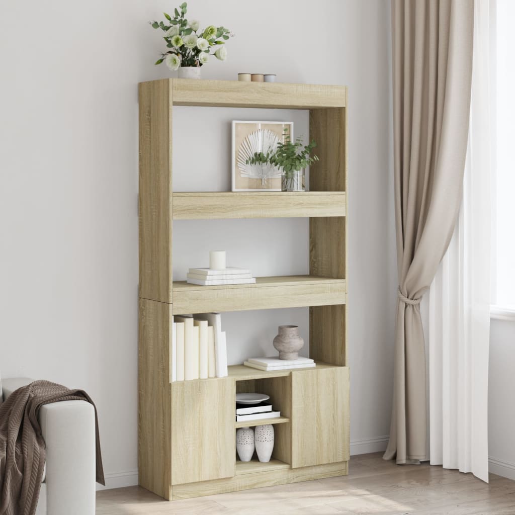 vidaXL Highboard Sonoma-Eiche 92x33x180 cm Holzwerkstoff