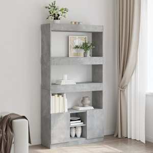 Skříň highboard betonově šedá 92 x 33 x 180 cm kompozitní dřevo - obrázek 1