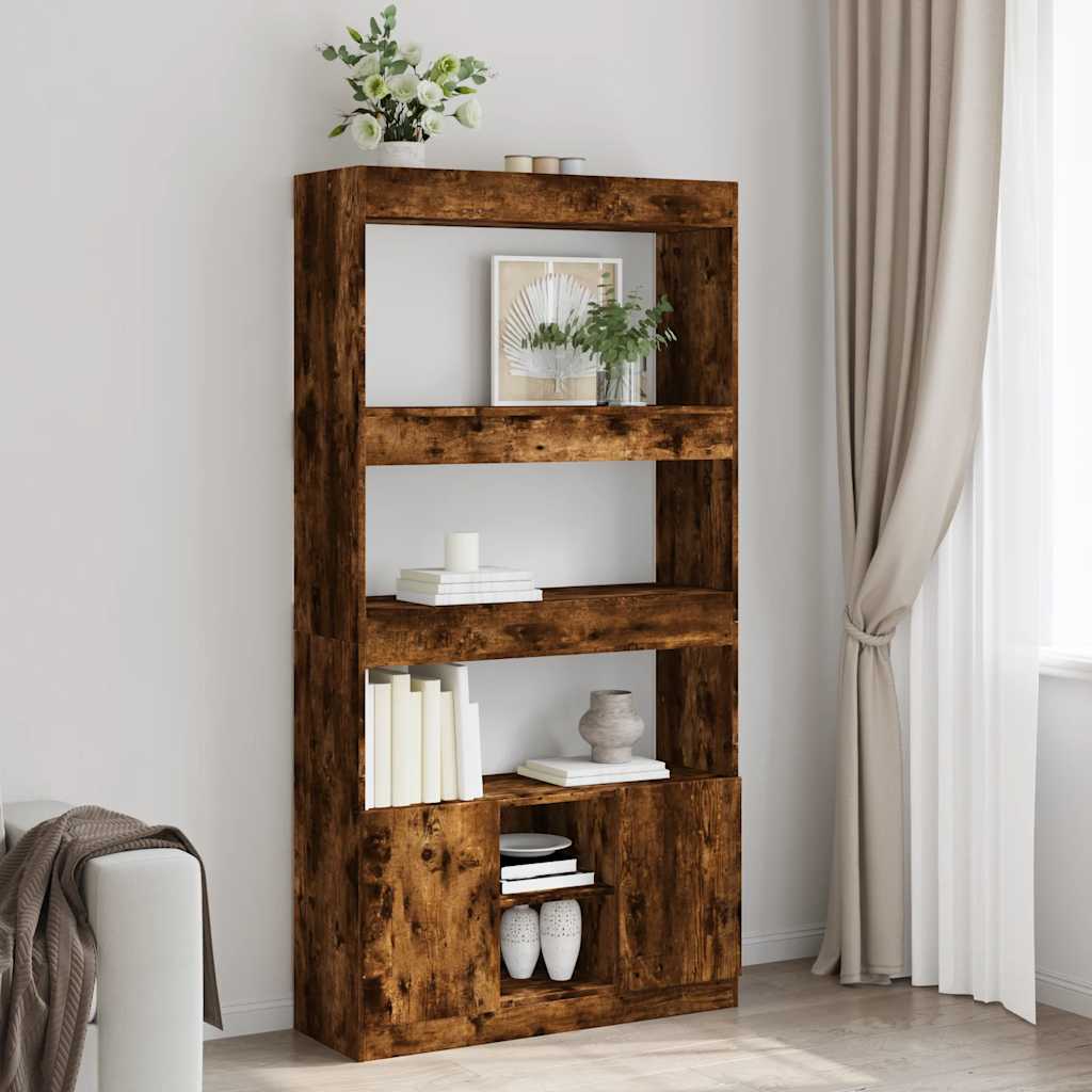 vidaXL Highboard Räuchereiche 92x33x180 cm Holzwerkstoff