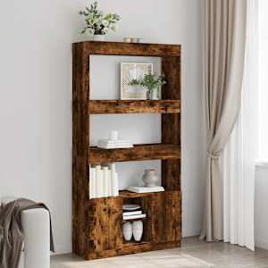 Skříň highboard kouřový dub 92 x 33 x 180 cm kompozitní dřevo - obrázek 1