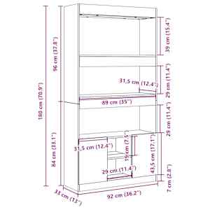 Skříň highboard šedá sonoma 92 x 33 x 180 cm kompozitní dřevo - obrázek 12
