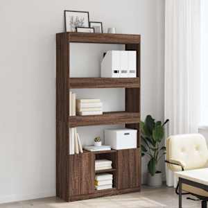 Skříň highboard hnědý dub 92 x 33 x 180 cm kompozitní dřevo - obrázek 3